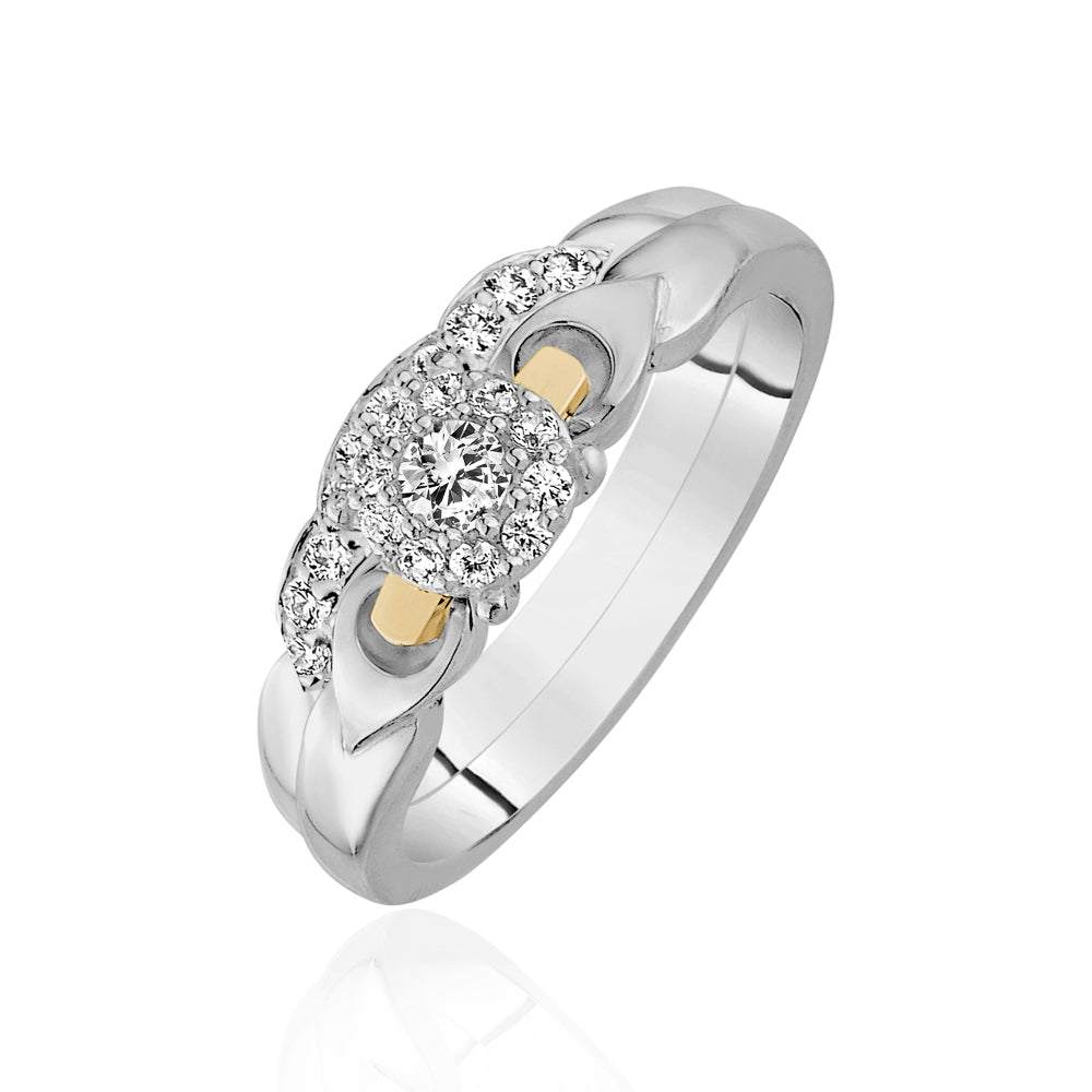 Bague avec jonc match et diamants